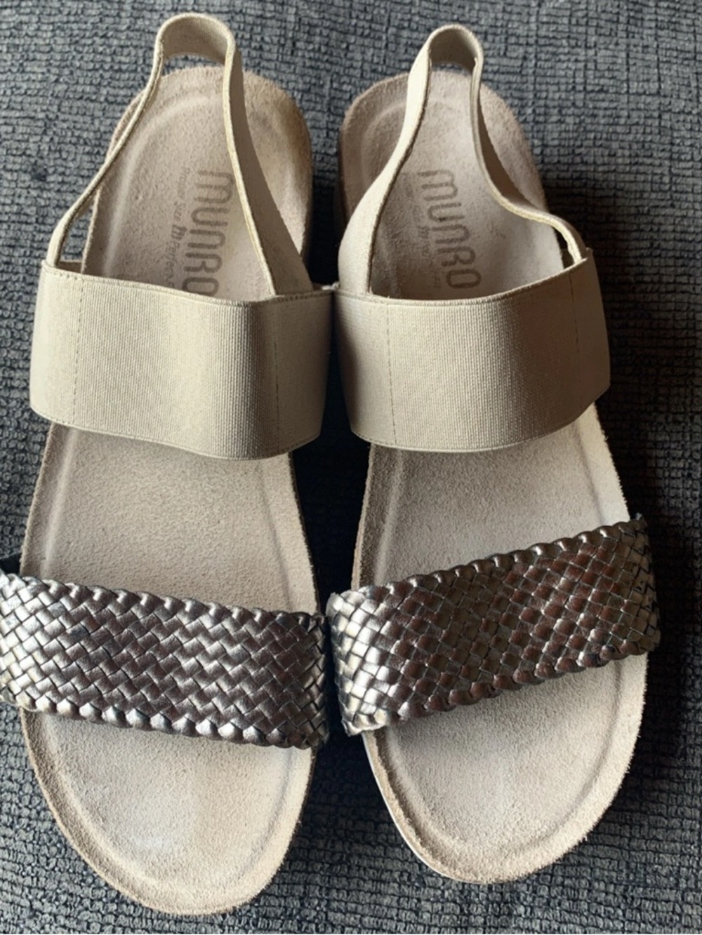 Munro Pisces Slingback Sandal in the Gunmetal Woven colorway  Size 7.5M